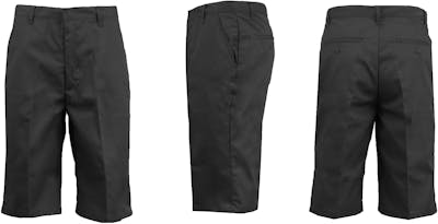Men's Uniform Shorts - Sizes 44-54, Black, Flat Front, Twill