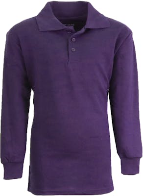 Boys' Uniform Polo Shirts - Sizes 16-20, Purple, Long Sleeve