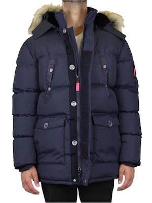 Men's Parka Jackets - S-2X, Navy, Detachable Hood