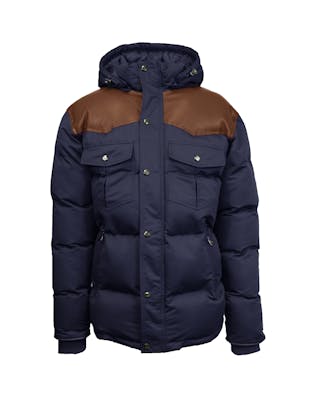 Men's Heavyweight Parka Jackets - S-2X, Navy/Brown, Hooded