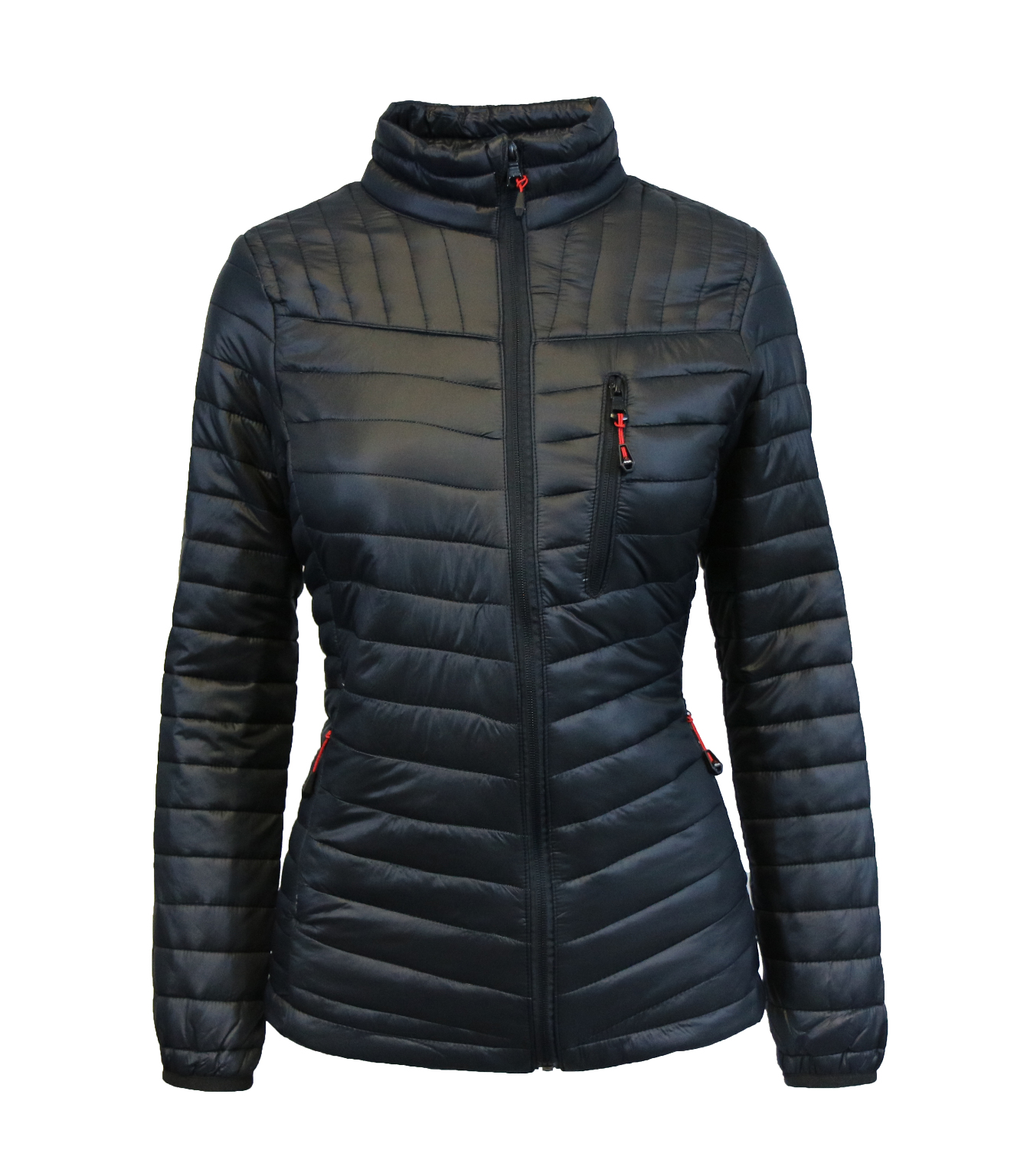 Wholesale Women's Lightweight Puffer Jackets, S2X, Black DollarDays