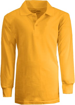 Boys' Uniform Polo Shirts - Sizes 16-20, Gold, Long Sleeve