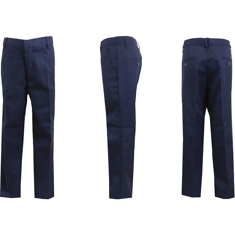 Men's Navy Flat Front Twill Pants - Sizes 28-34