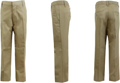 Boys' Uniform Pants - Size 16 - 20, Khaki, Flat Front