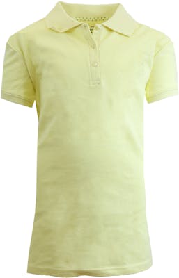Girls' School Uniform Polo Shirts - Yellow, Short Sleeve, Size 7 - 16