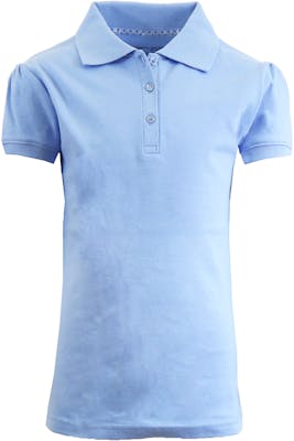 Girls' School Uniform Polo Shirts - Light Blue, Short Sleeve, Size 16 - 20