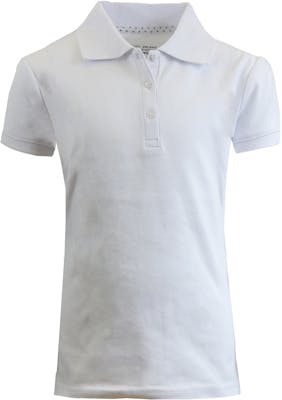 Girls' School Uniform Polo Shirts - White, Short Sleeve, Size 7