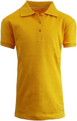 Girls' School Uniform Polo Shirts - Gold, Short Sleeve, Size 16 - 20