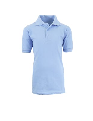 Boys' Uniform Polo Shirts - Light Blue, Short Sleeve, Size 6