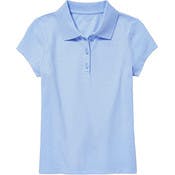 Girls' Uniform Polos - Light Blue, 2XL, Short Sleeve