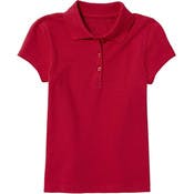 Girls' Uniform Polos - Red, 2XL, Short Sleeve