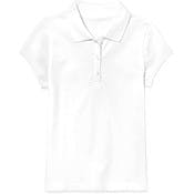 Girls' Uniform Polos - White, Large, Short Sleeve