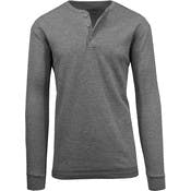 Men's Henley Thermal Shirts - Charcoal, S-XL, 3 Button