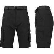 Men's Belted Cargo Shorts - Black, Sizes 30-42