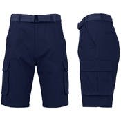 Men's Belted Cargo Shorts - Navy, Sizes 30-42
