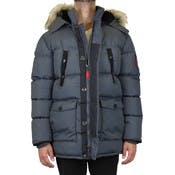 Men's Parka Jackets - S-2X, Charcoal, Detachable Hood