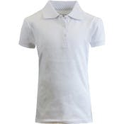 Girls' School Uniform Polo Shirts - White, Short Sleeve, Size 8