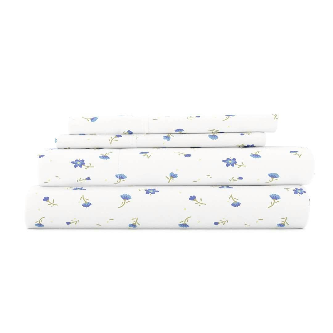 Premium Sheet Sets - Floral Blue, Queen, 4 Piece