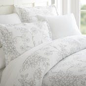 Duvet Cover Sets - Gray, Floral Pattern, King, 3 Piece
