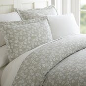 Duvet Cover Sets - Grey, Wheat Floral, King, 3 Piece