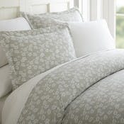 Duvet Cover Sets - Gray, Wheat Floral, King, 3 Piece