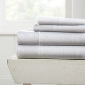Bed Sheet Sets - Grey Pinstripe, Cali King, 4 Set