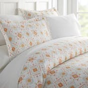 Duvet Cover Sets - Orange Aztec, King, 3 Piece