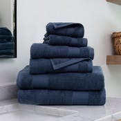Bath Towel Sets - Navy, 6-Piece, 100% Cotton, Ultra Soft