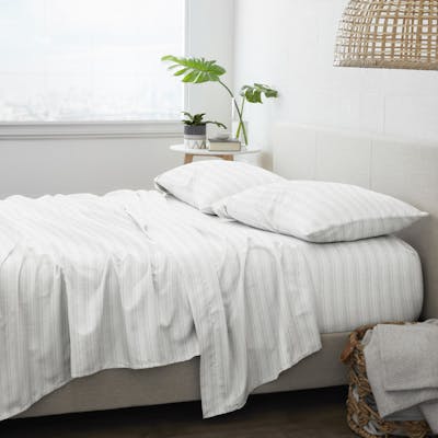 Flannel Bed Sheets - Stripe, Cali King, 4 Set