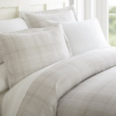 Duvet Cover Sets - Grey, Thatch Pattern, King, 3 Piece