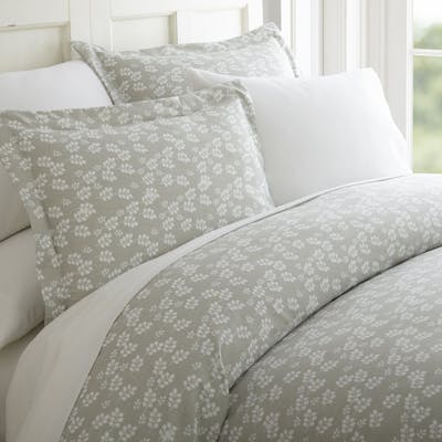 Duvet Cover Sets - Grey, Wheat Floral, Twin, 2 Piece