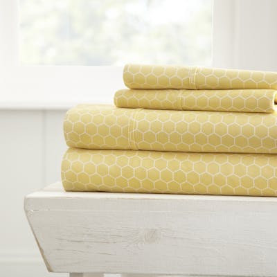 Premium Sheet Sets - Yellow Honeycomb, Queen, 4 Piece