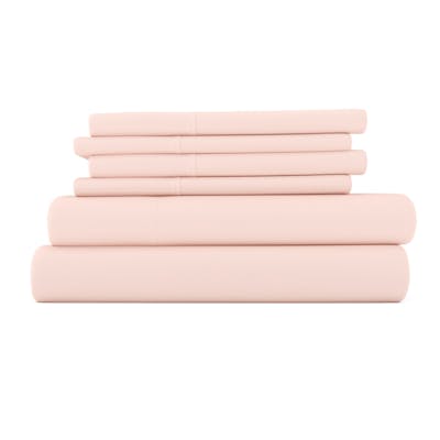 Luxury Bed Sheets - Solid Blush, Cali King, 6 Set