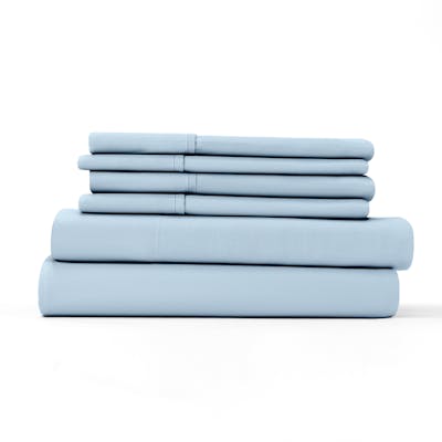 Luxury Bed Sheets - Solid Blue, Queen, 6 Set