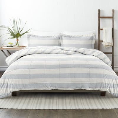 Down Alternative Comforters - Blue Stripe, King, 3 Piece