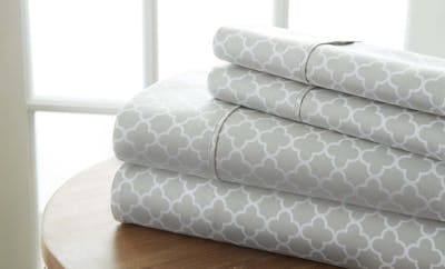 Premium Sheet Sets - Grey, Full, Quatrefoil Pattern, 4 Piece