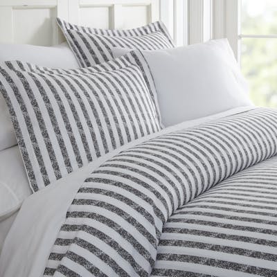 Duvet Cover Sets - Grey Stripe, Queen, 3 Piece