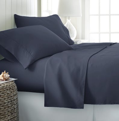Microfiber Bed Sheet Sets - Navy, Full, 4 Piece, Double-Brushed