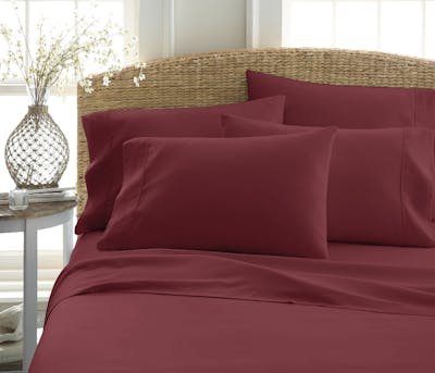 Microfiber Bed Sheet Sets - Burgundy, Cali King, 6 Piece, Double-Brushed