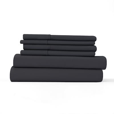 Microfiber Bed Sheet Sets - Black, Full, 6 Piece, Double-Brushed