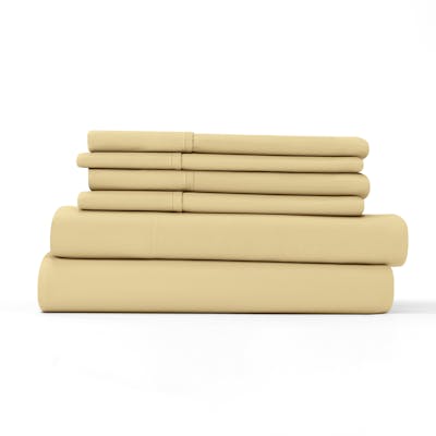 Microfiber Bed Sheet Sets - Gold, King, 6 Piece, Double-Brushed