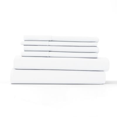 Microfiber Bed Sheet Sets - White, Queen, 6 Piece, Double-Brushed
