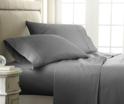 Premium Embossed Sheet Sets - Grey, Cali King, Checker Design, 4 Set