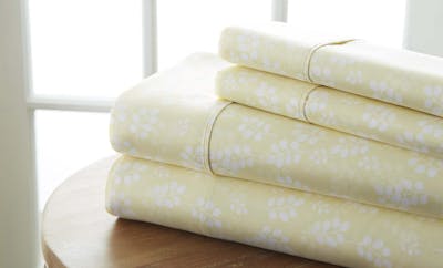 Premium Bed Sheets - Ivory, Queen, Wheat Florals, 4 Piece