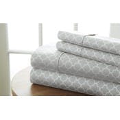 Premium Sheet Sets - Gray, King, Quatrefoil Pattern, 4 Piece