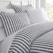 Duvet Cover Sets - Gray Stripe, Queen, 3 Piece