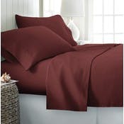 Microfiber Bed Sheet Sets - Burgundy, Cali King, 4 Piece, Double-Brushed