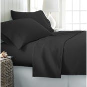 Microfiber Bed Sheet Sets - Black, King, 4 Piece, Double-Brushed