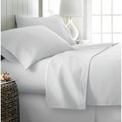 Microfiber Bed Sheet Sets - White, King, 4 Piece, Double-Brushed