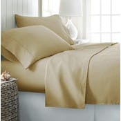 Microfiber Bed Sheet Sets - Gold, Queen, 4 Piece, Double-Brushed